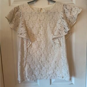 Merona Cream Flutter Sleeve Blouse with Ruffled Embellishments